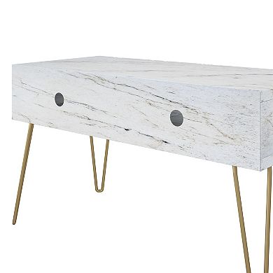 Novogratz Athena White Faux Marble TV Stand