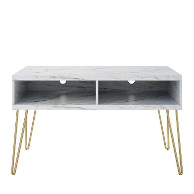 Novogratz Athena White Faux Marble TV Stand