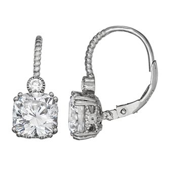 Contessa Di Capri Cubic Zirconia Cushion Leverback Earrings