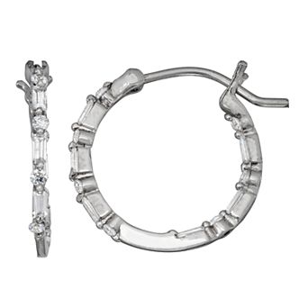 Contessa Di Capri Cubic Zirconia Baguette Round Hoop Earrings