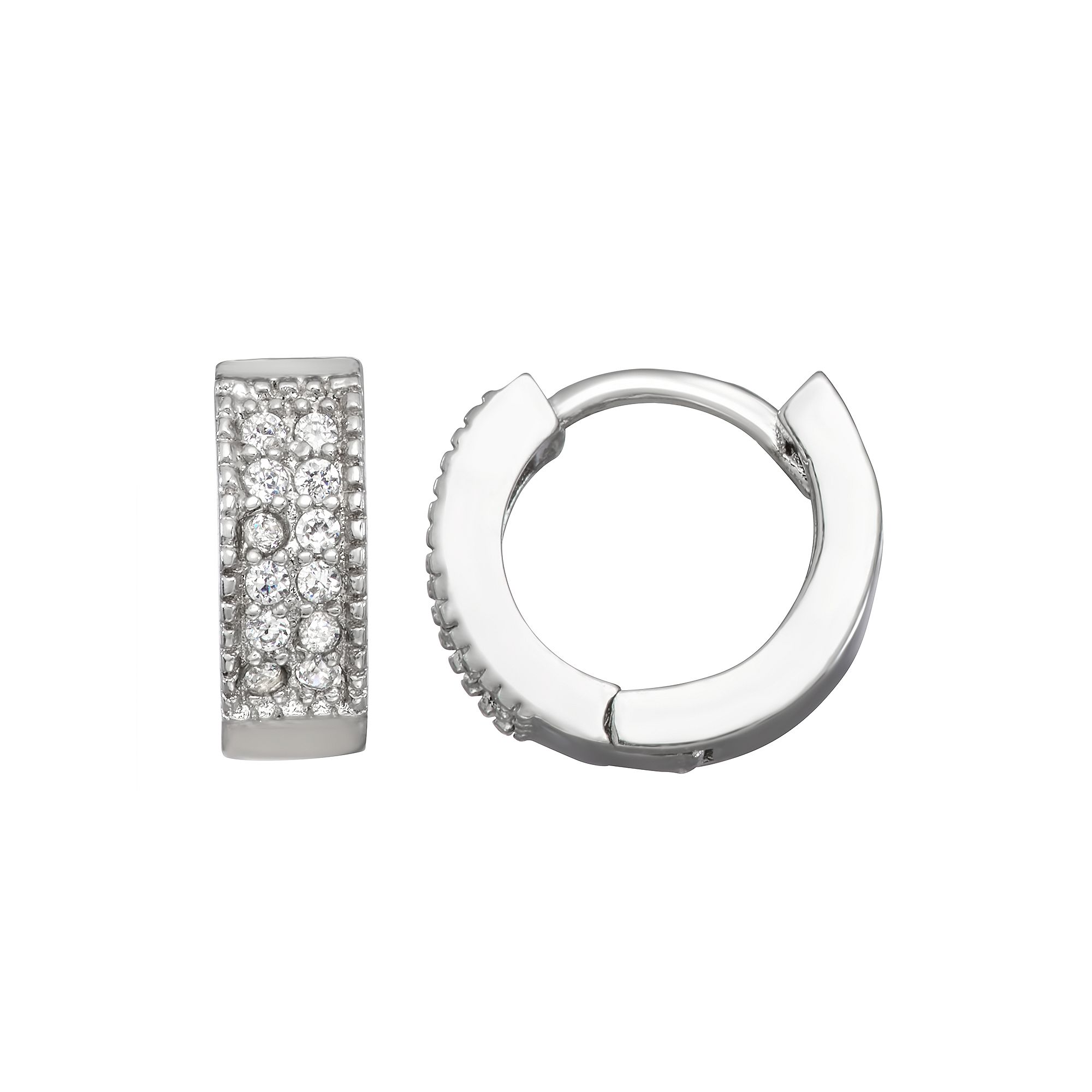 Contessa Di Capri Cubic Zirconia Huggie Earrings, Womens, Silver Tone