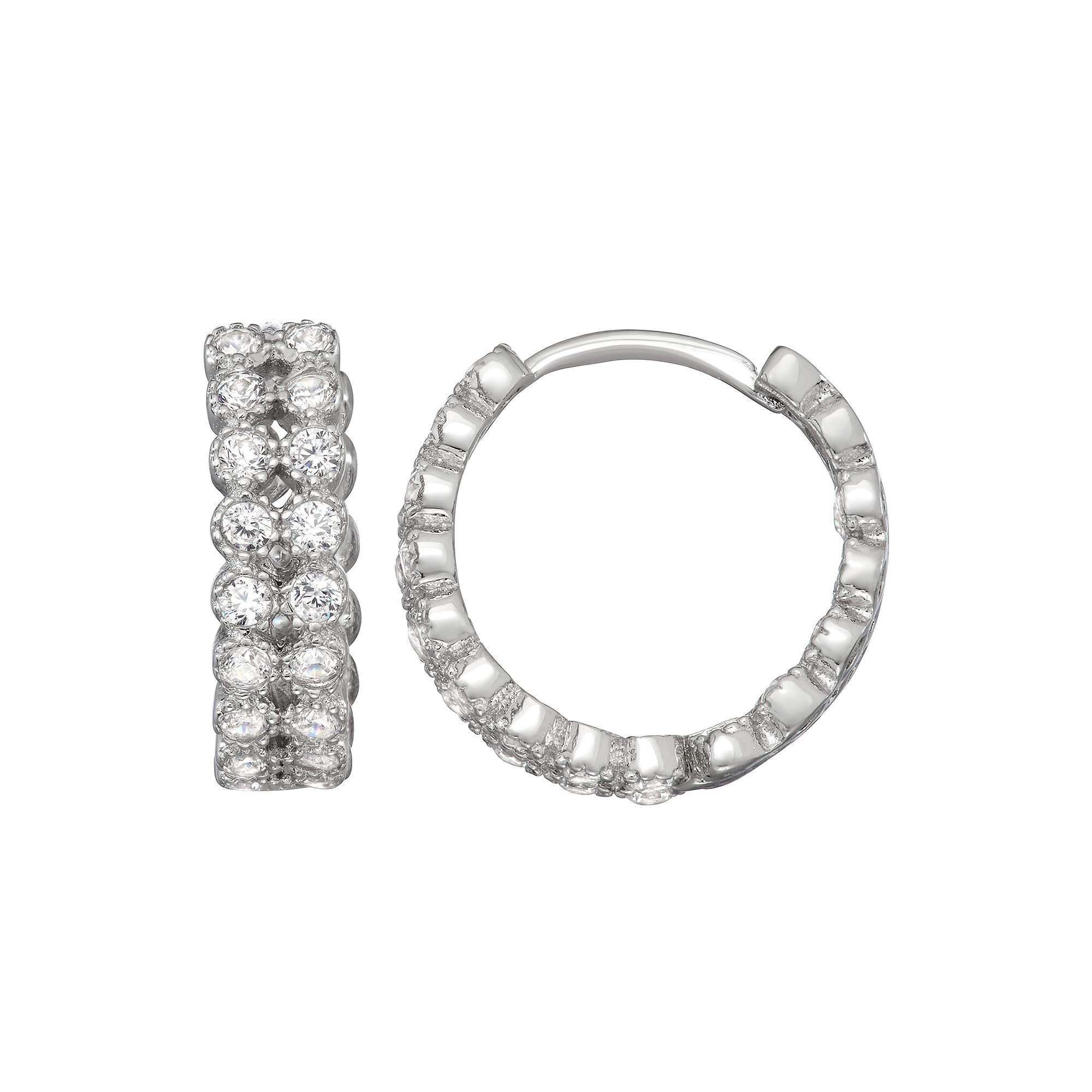 Contessa Di Capri Inside Out Hoop Earrings, Womens, Silver Tone
