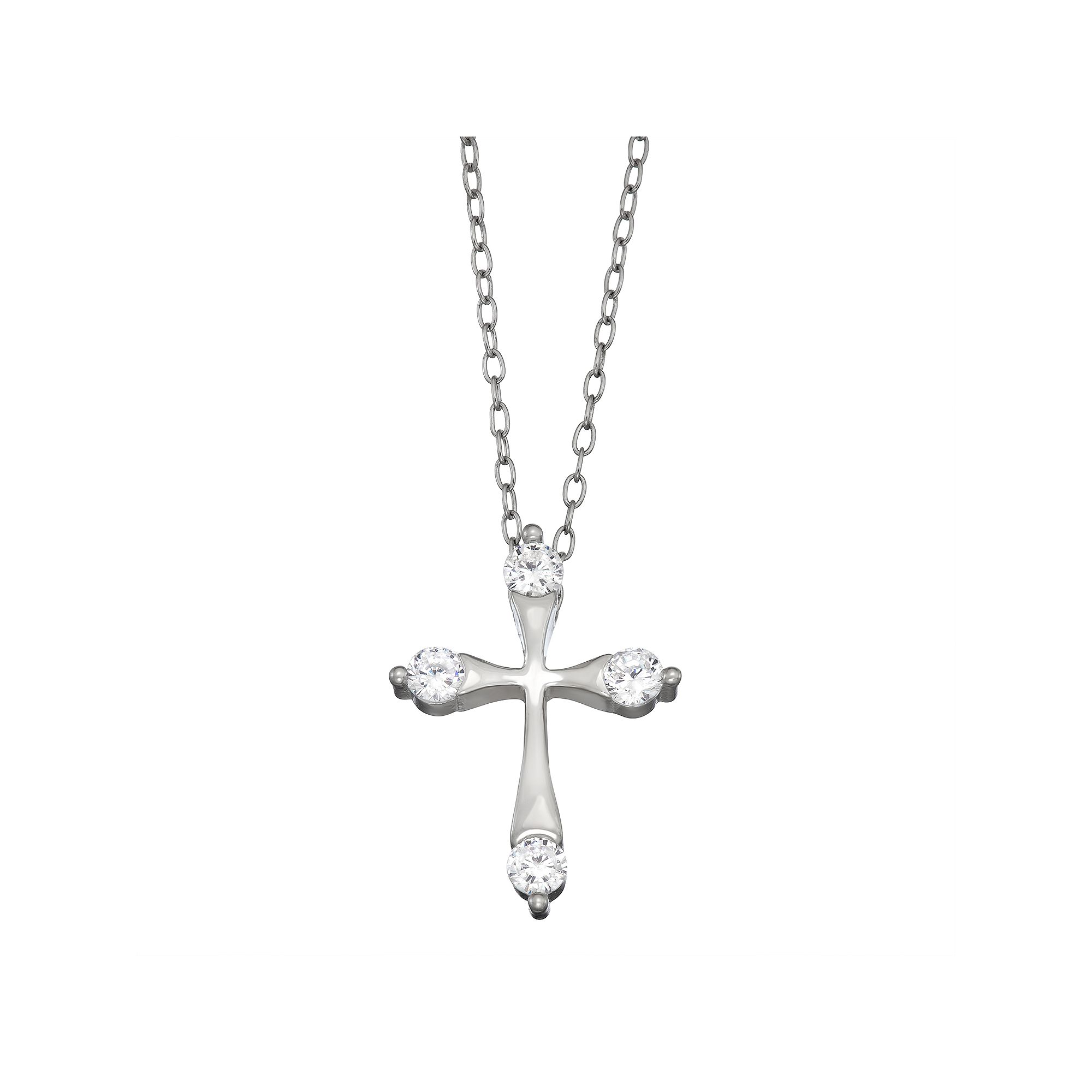 Contessa Di Capri Sterling Silver Cubic Zirconia Cross Pendant, Womens, S