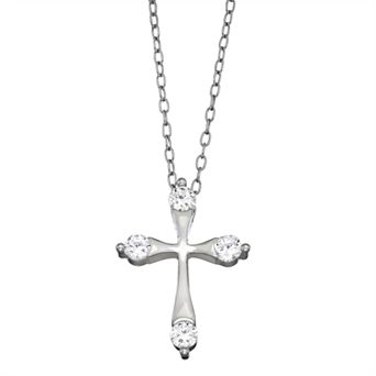 Contessa Di Capri Sterling Silver Cubic Zirconia Cross Pendant