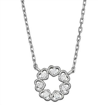 Contessa Di Capri Cubic Zirconia Circle Heart Necklace