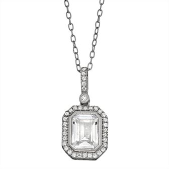 Contessa Di Capri Cubic Zirconia Emerald Cut Pendant