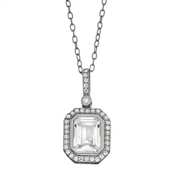 Contessa Di Capri Cubic Zirconia Emerald Cut Pendant