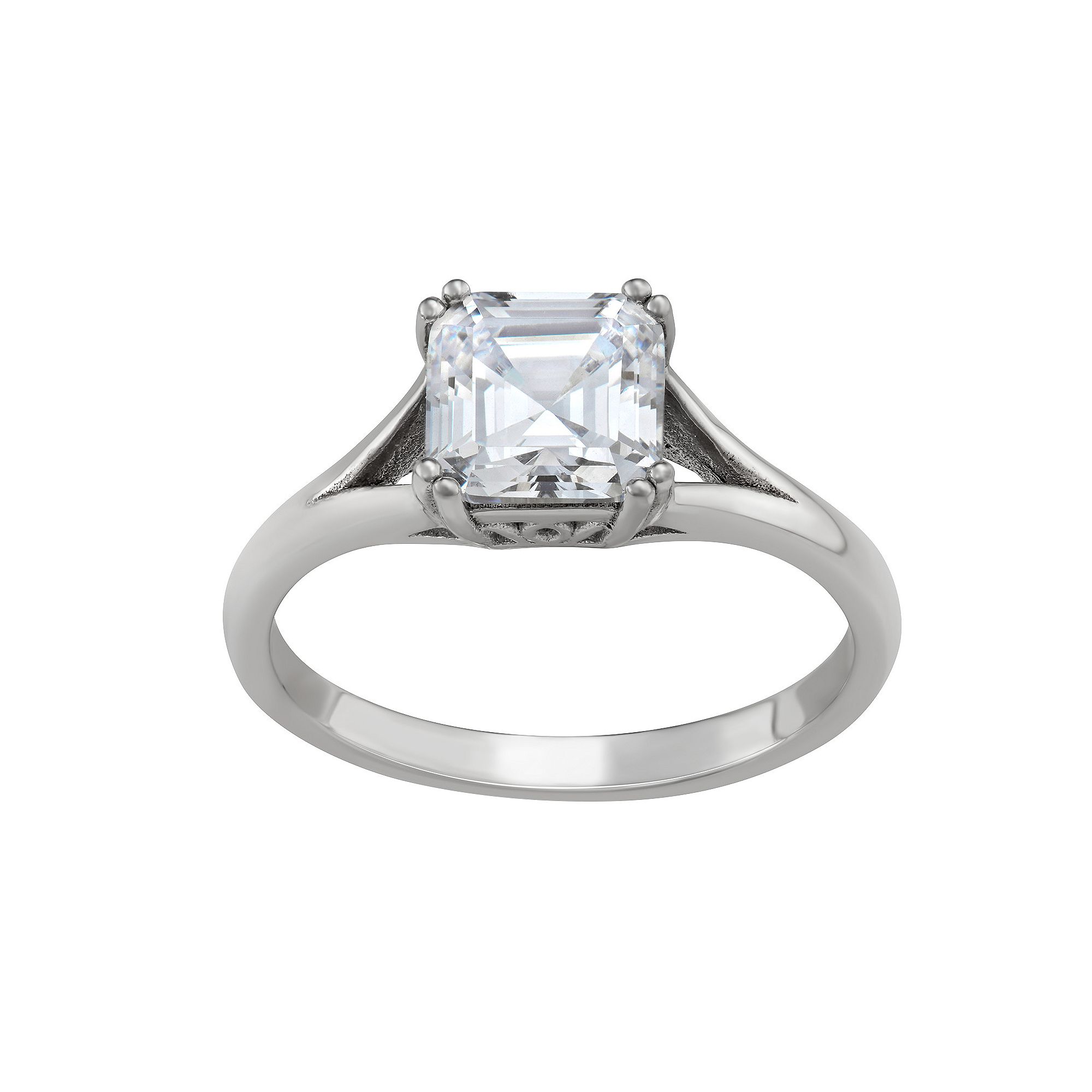 Contessa Di Capri Cushion Cut Ring, Womens, Size: 6, Sterling Silver