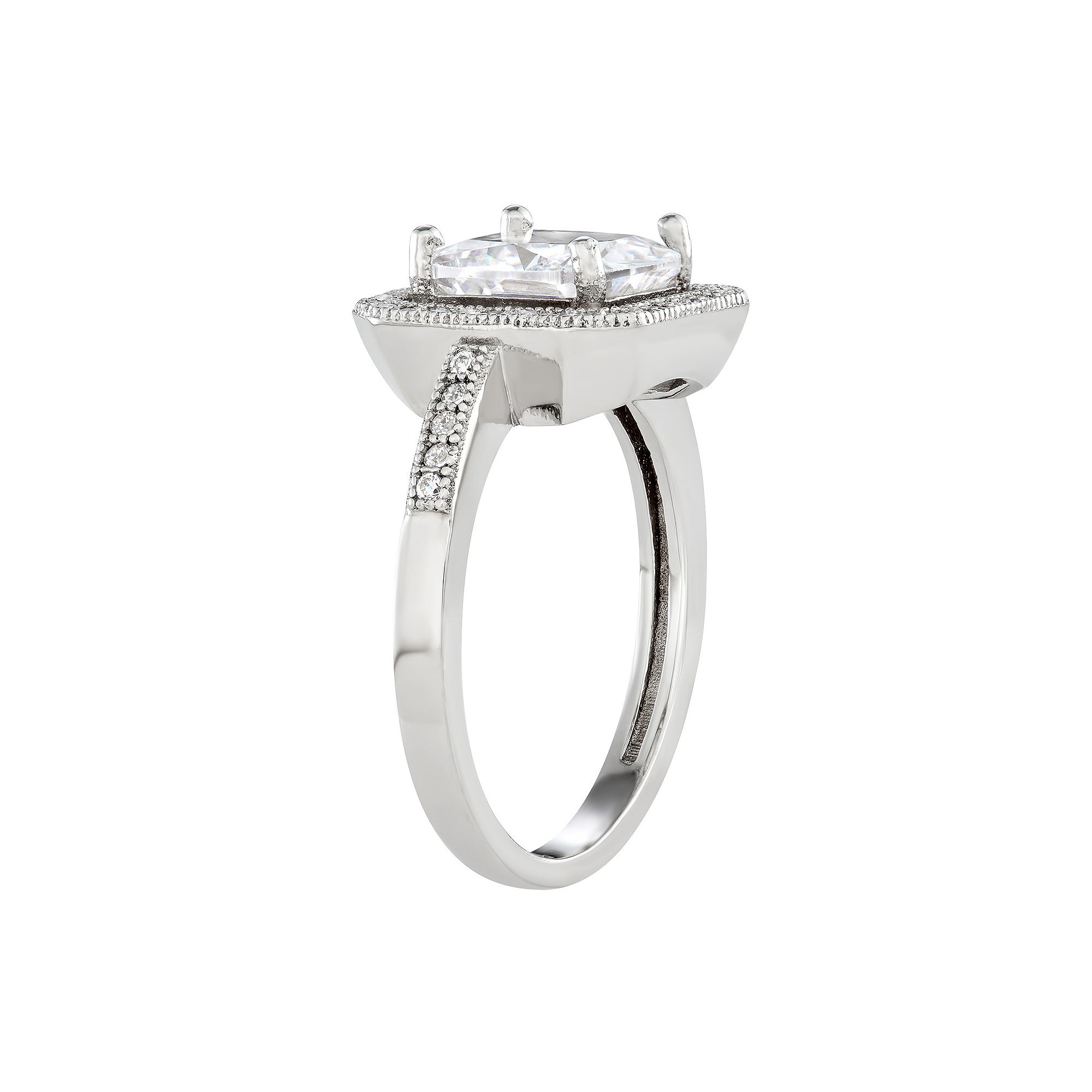Contessa Di Capri Cubic Zirconia Cushion Cut Ring, Womens, Size: 8, Sterli