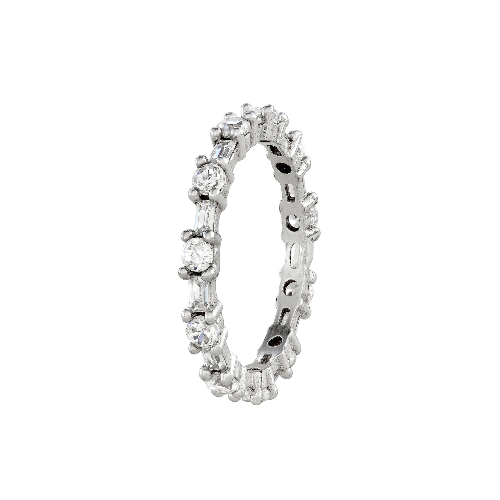 Contessa Di Capri Cubic Zirconia Eternity Ring, Womens, Size: 7, Sterling 