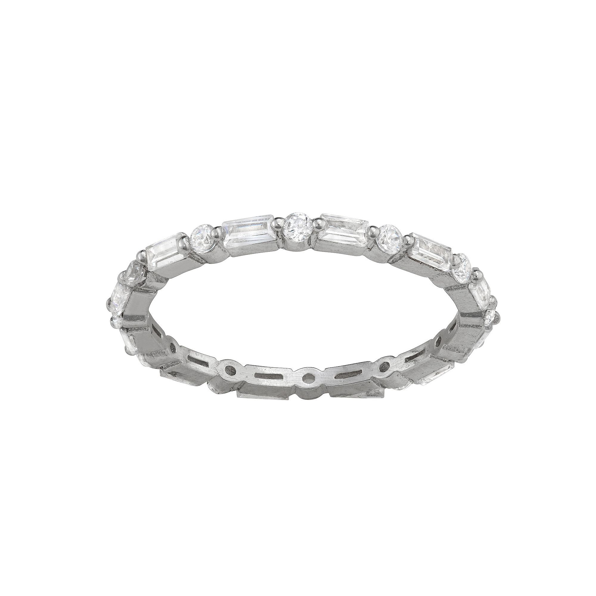 Contessa Di Capri Cubic Zirconia Baguette & Round Cut Eternity Ring, Women
