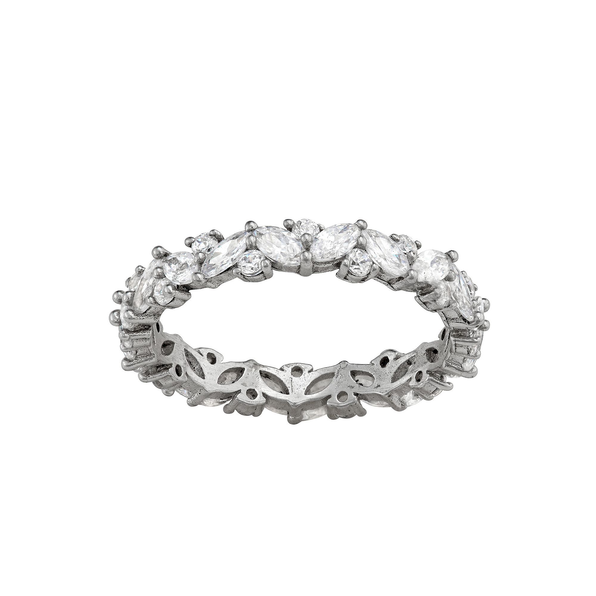 Contessa Di Capri Sterling Silver Cubic Zirconia Round Eternity Ring, Women