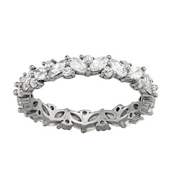 Contessa Di Capri Sterling Silver Cubic Zirconia Round Eternity Ring