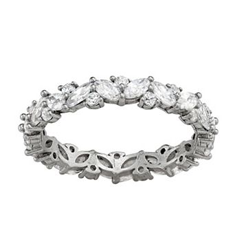 Contessa Di Capri Sterling Silver Cubic Zirconia Round Eternity Ring