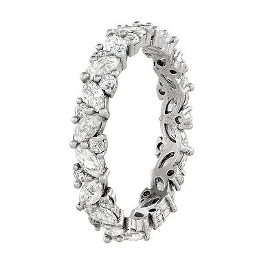 Contessa Di Capri Sterling Silver Cubic Zirconia Round Eternity Ring