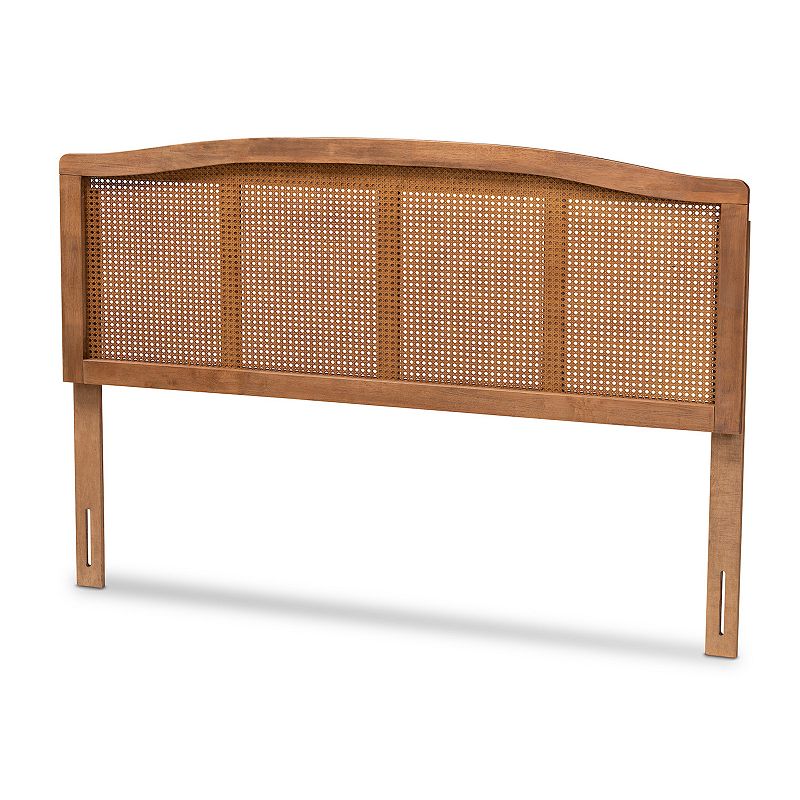 King Marieke Wood Headboard Ash Walnut - Baxton Studio: Mid-Century Synthetic Rattan, Rubberwood Frame