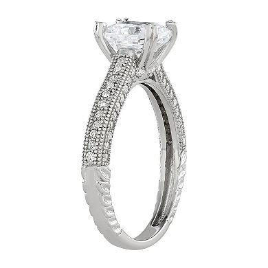 Contessa Di Capri Sterling Silver Asscher Cut Cubic Zirconia Ring