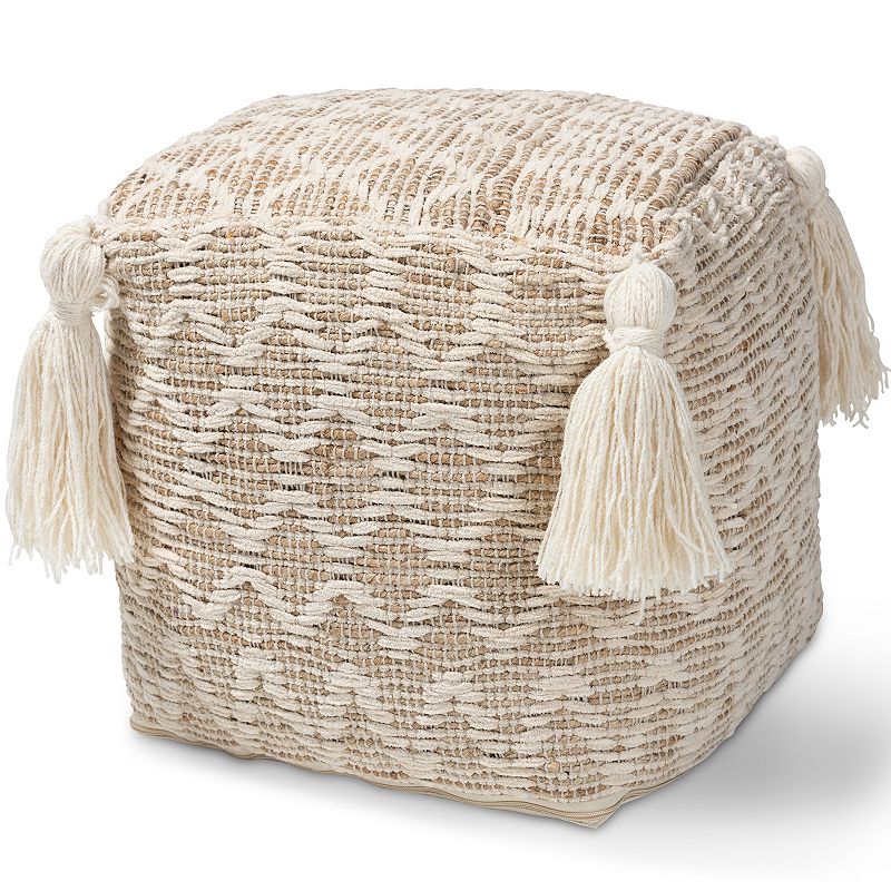 Baxton Studio Noland Tassel Ottoman, Multicolor