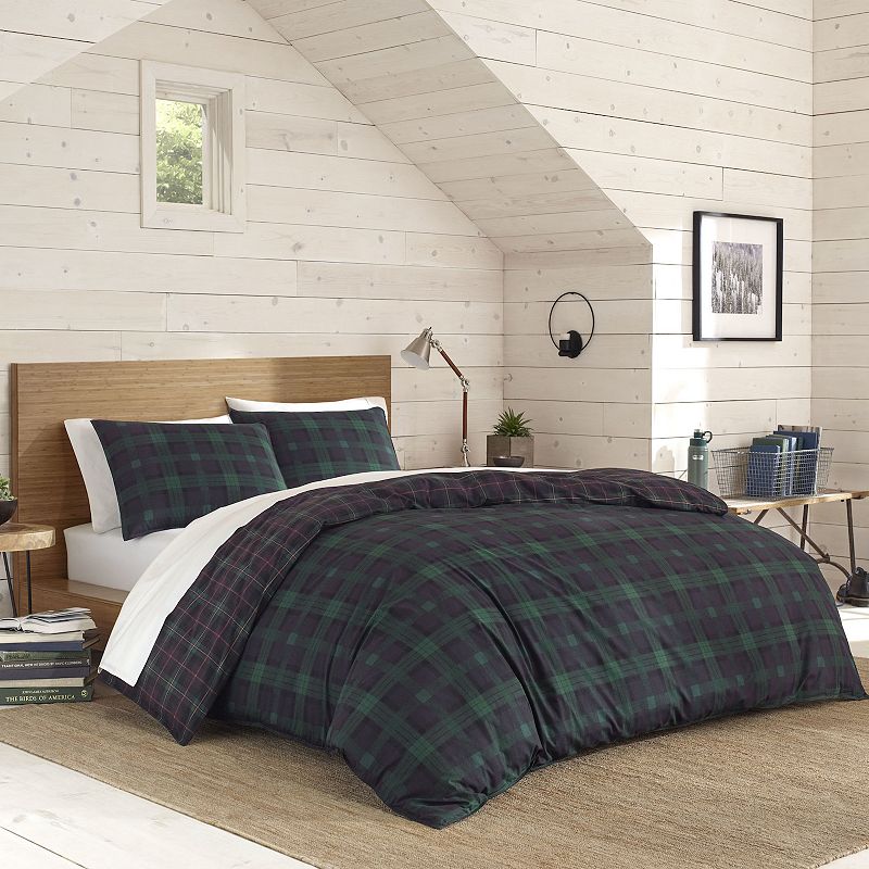 Eddie Bauer 3pc King Woodland Tartan Comforter Set Green: Bedding, Machine Washable