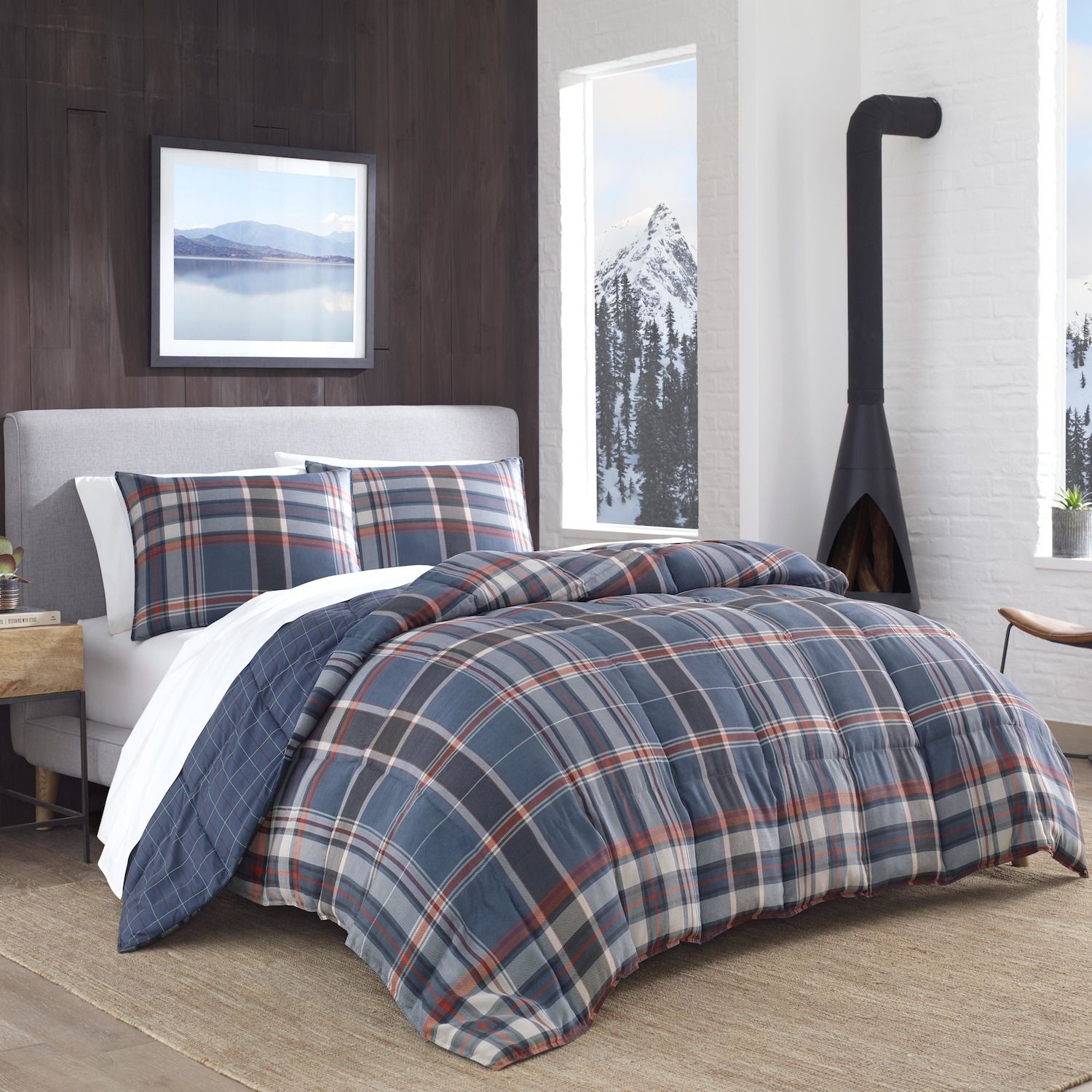 Eddie Bauer Alder Plaid Duvet Cover Set, Charcoal, Twin