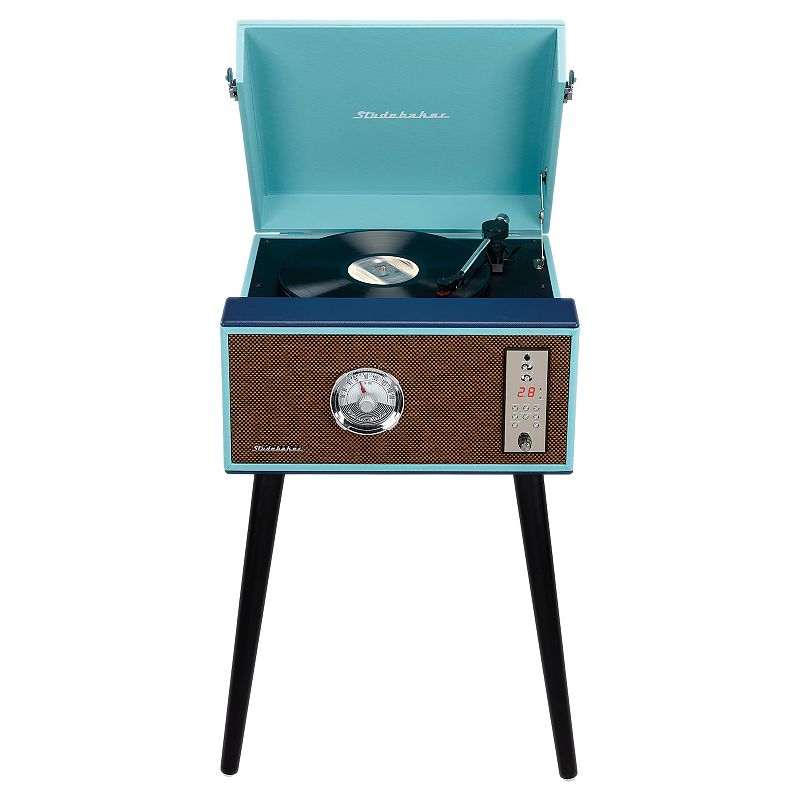 Studebaker Bluetooth Record Player Stand with Turntable, Green