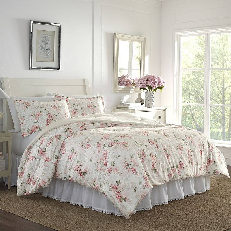 Laura Ashley Wisteria Floral Comforter Set, Pink, Full/Queen
