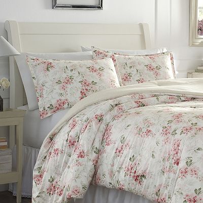 ローラアシュレイ ウィステリア/ダッグエッグピスタチオ 寝具セット Laura Ashley Lifestyles Wisteria Floral Comforter Set