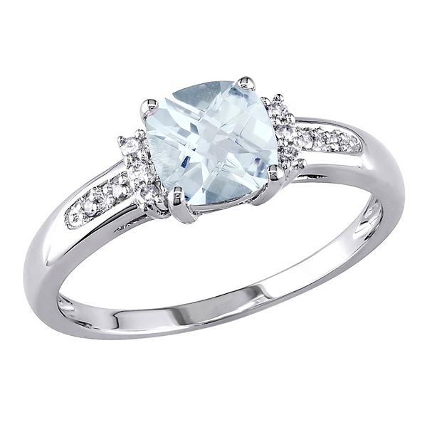 Stella Grace 10k White Gold Aquamarine & Diamond Accent Ring