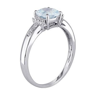 Stella Grace 10k White Gold Aquamarine & Diamond Accent Ring