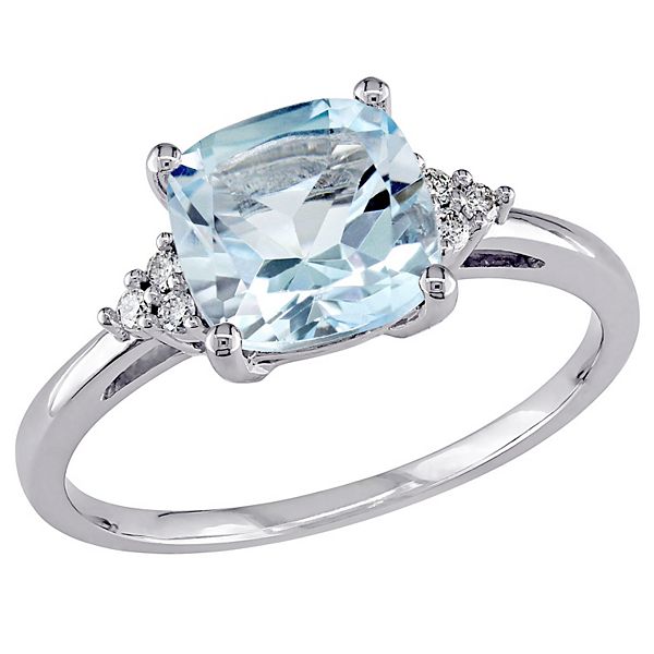 Stella Grace 10K White Gold Blue Topaz & Diamond Accent Ring