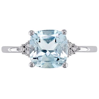 Stella Grace 10K White Gold Blue Topaz & Diamond Accent Ring