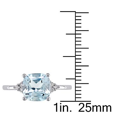 Stella Grace 10K White Gold Blue Topaz & Diamond Accent Ring