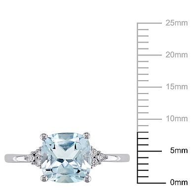 Stella Grace 10K White Gold Blue Topaz & Diamond Accent Ring