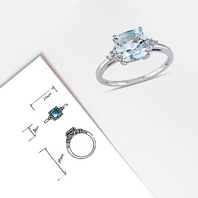 Stella Grace 10K White Gold Blue Topaz & Diamond Accent Ring