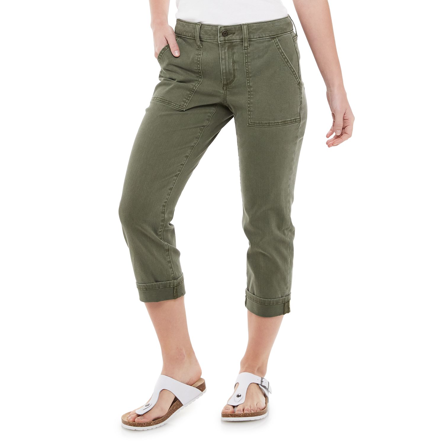 olive green cargo capris