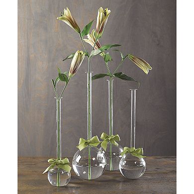 Set of 4 Green Ribbon Bubble Vases