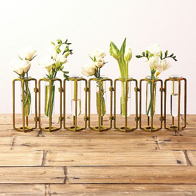 Set of 7 Hinged Flower Vases Gold