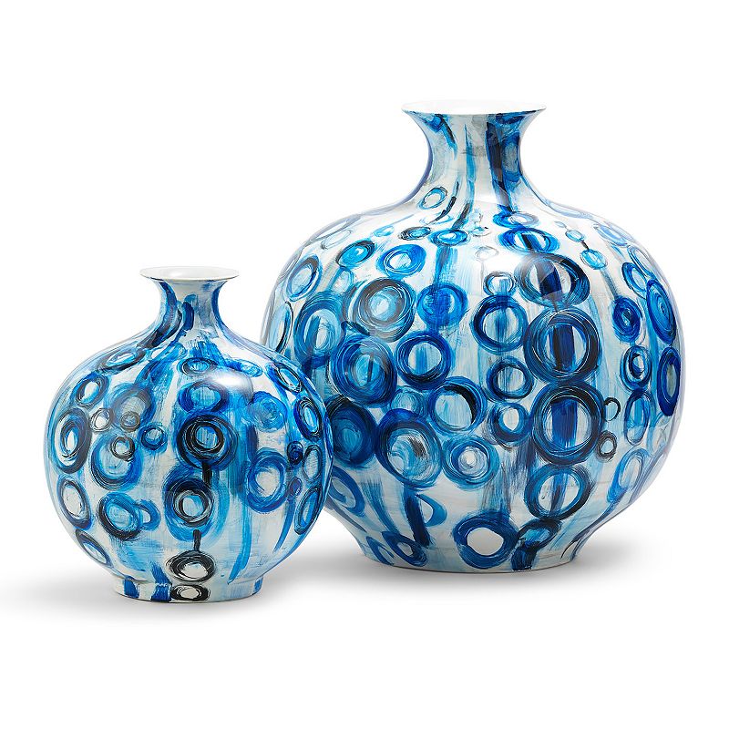 Set of 2 Blue Vases