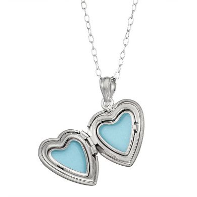 Charming Girl Sterling Silver Flower Heart Locket Necklace