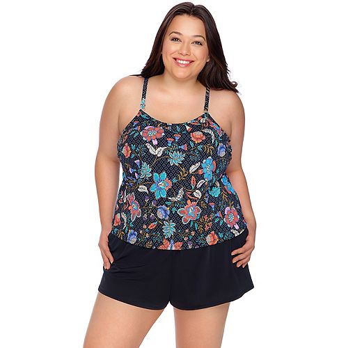 Plus Size Croft & Barrow® Farrah Tummy Slimming One-Piece Romper Swimsuit