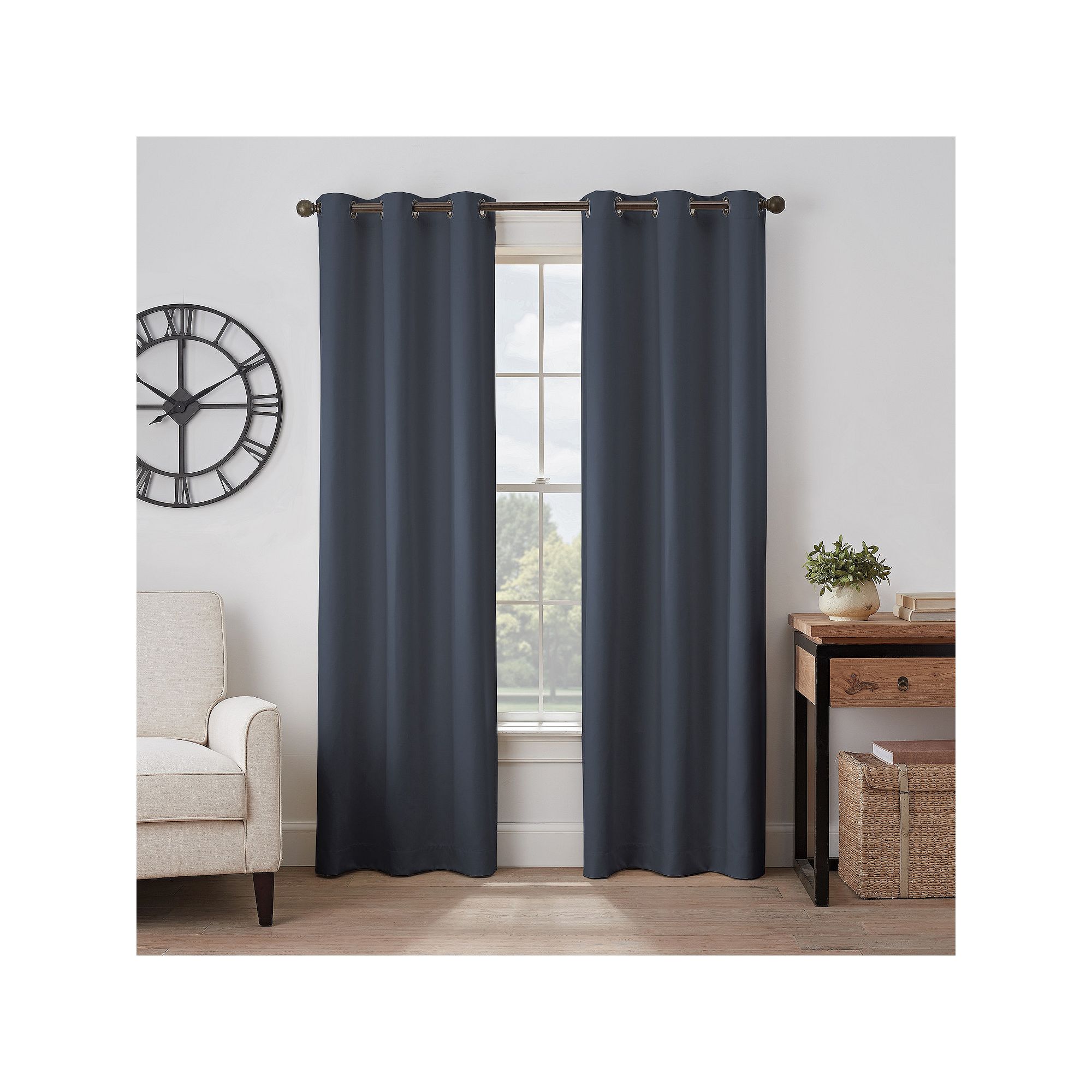 eclipse Gabriella Absolute Zero 100% Blackout 1-Panel Window Curtain, Blue