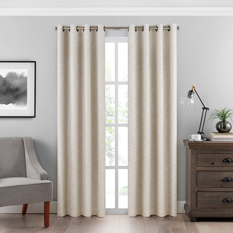 Eclipse Warren Solid Textured Absolute Zero 100% Blackout Grommet Top Single Window Panel  Ivory White  50 x 84