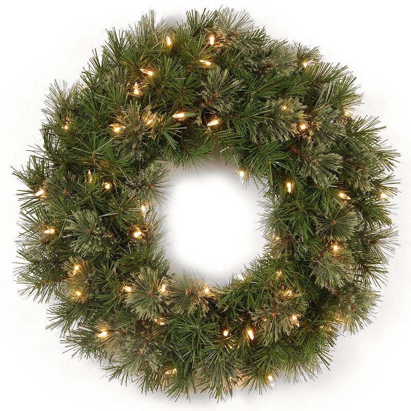 National Tree Co. 24-in. Atlanta Spruce Wreath & Clear Lights, Green