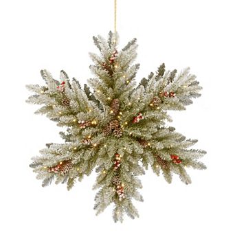 National Tree Company 32 -in. Snowy Dunhill Fir Double-Sided Snowflake & Battery Operated LED Lights
