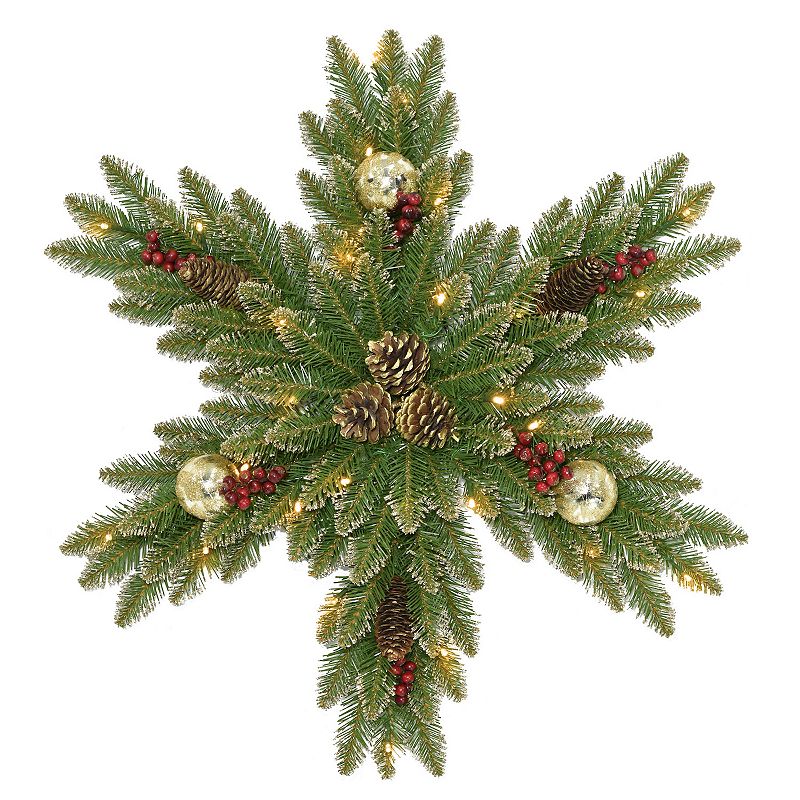 National Tree Co. 32 -in. Glittery Gold Dunhill Fir Snowflake & Battery Ope