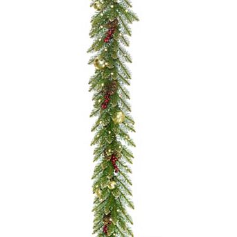 National Tree Company 9-ft. Glittery Gold Dunhill Fir Garland & Battery Operated LED Lights