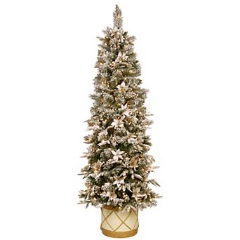 National Tree Co. 6-ft. Frosted Colonial Slim Half Tree & Clear Lights