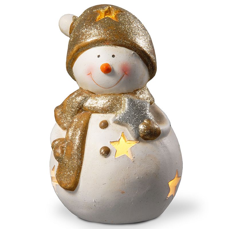 National Tree Company 8 in. Lighted Holiday Snowman Décor, White