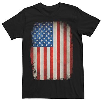 Men's Frayed Vertical American Flag Vintage Distressed Tee