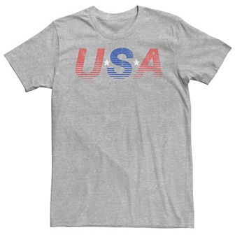 Men's USA Line Gradient Colored Red White & Blue Tee